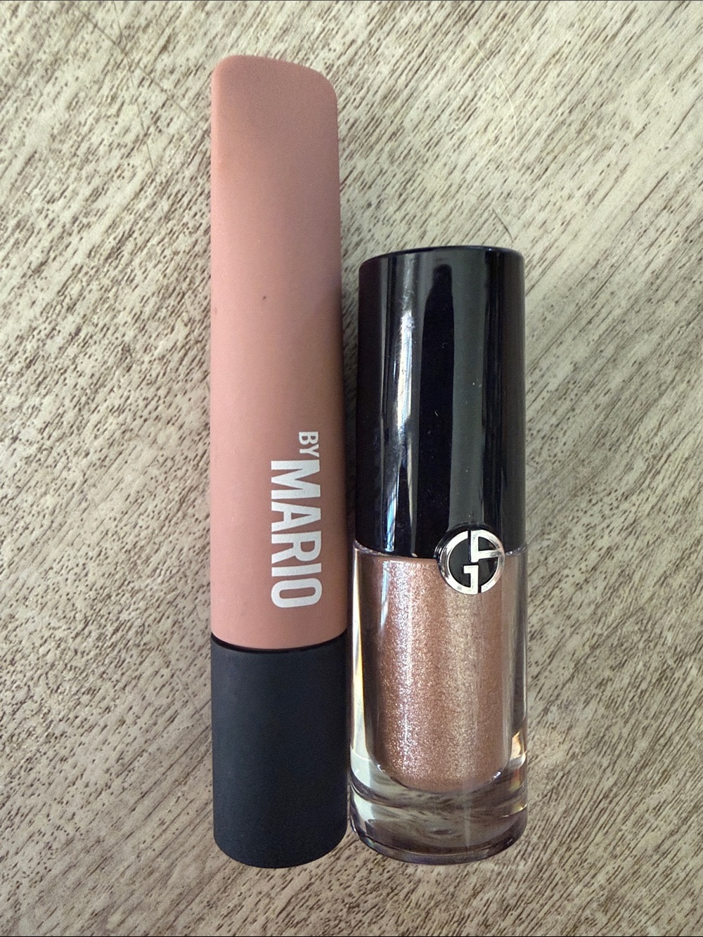Giorgio Armani Metallic Rose Gold Eyeshadow and Mario mauve master mattes